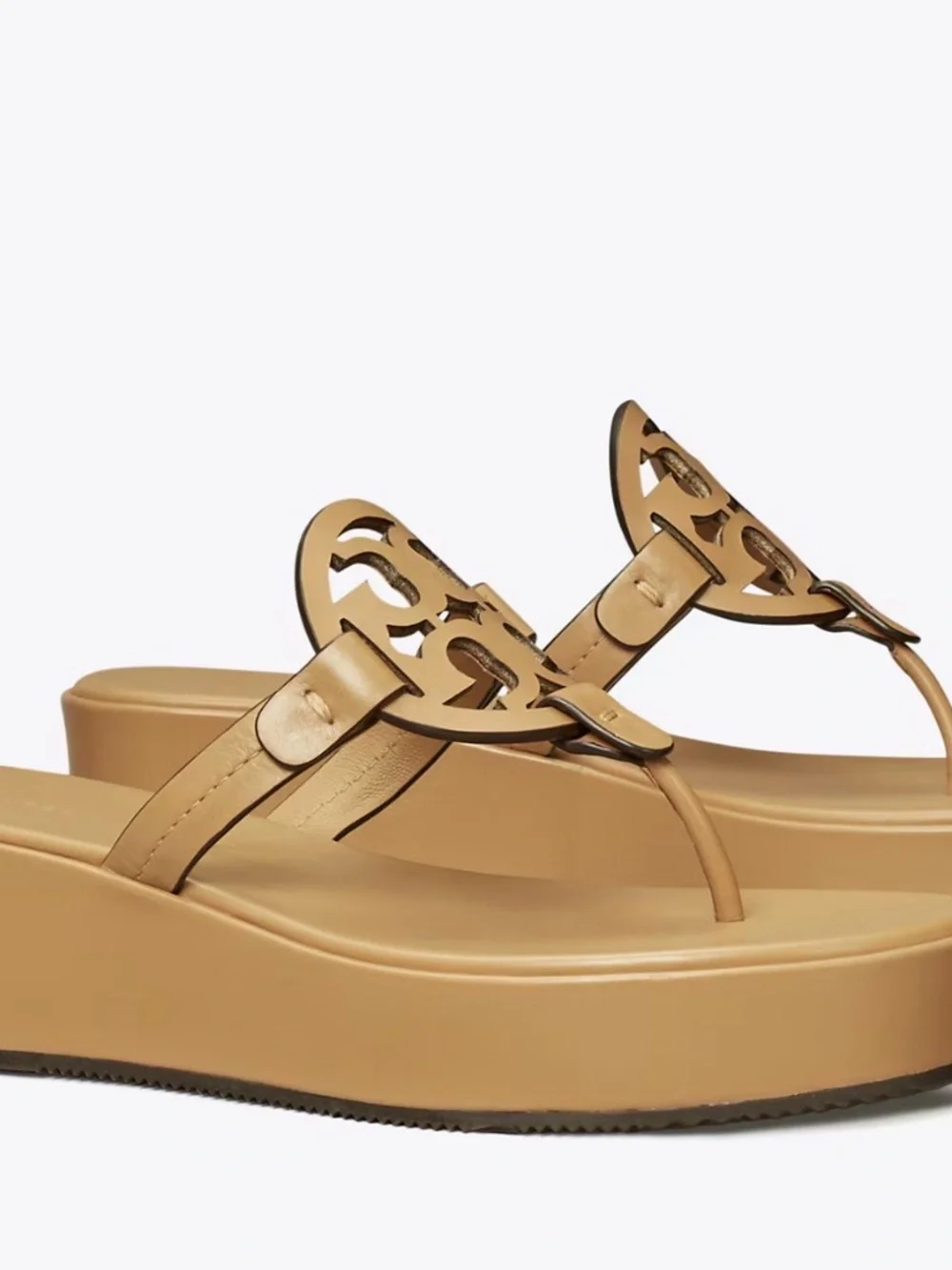 New Tory Burch Miller Leather Wedge Sandals in Walnut size 10 - Picture 11 of 11